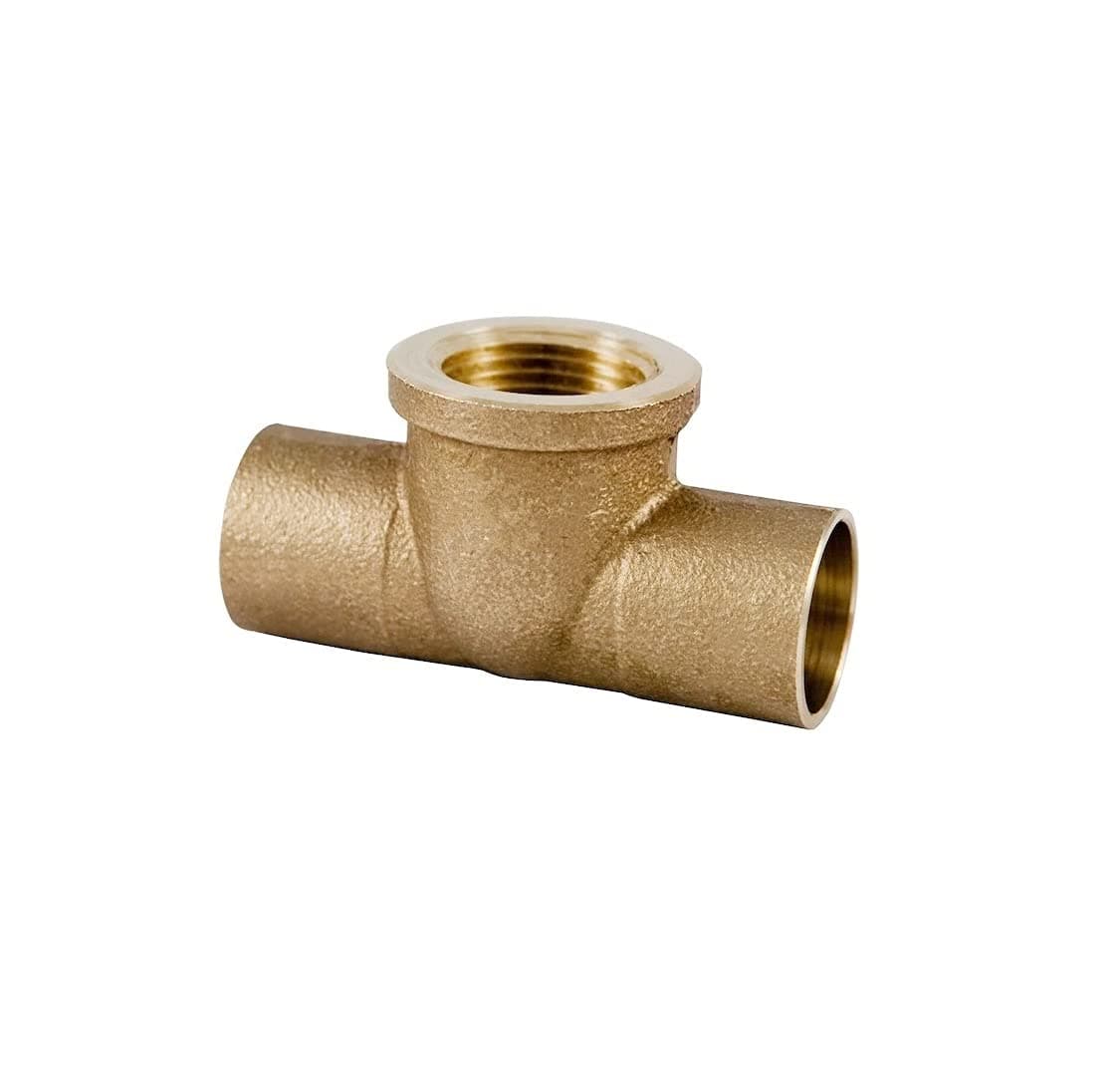 EZ-FLUID Plumbing 3/4" x 3/4" x 1/2" C X C X FIP Tee Lead Free Brass Tee,Pressure Copper Fitting with Sweat Solder Connection Reducing Tee for Residential,Commercial (1)