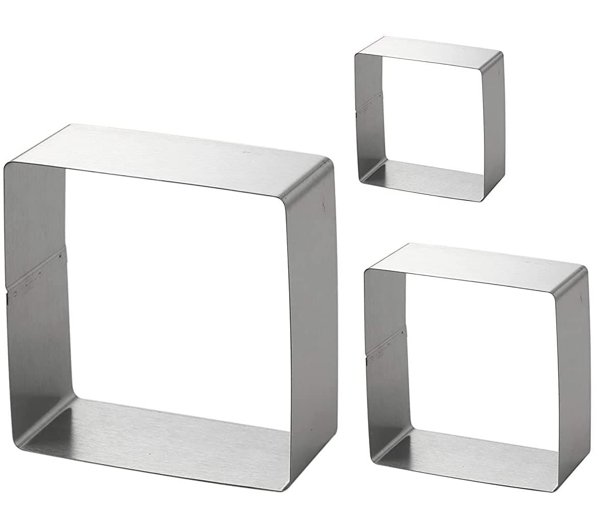 Stainless Steel 4/6/8 Inch Square Cake Mold Ring Set Cutter for Mousse Cheese Cakes Bread Cookies Biscuit Onigiri Pancake