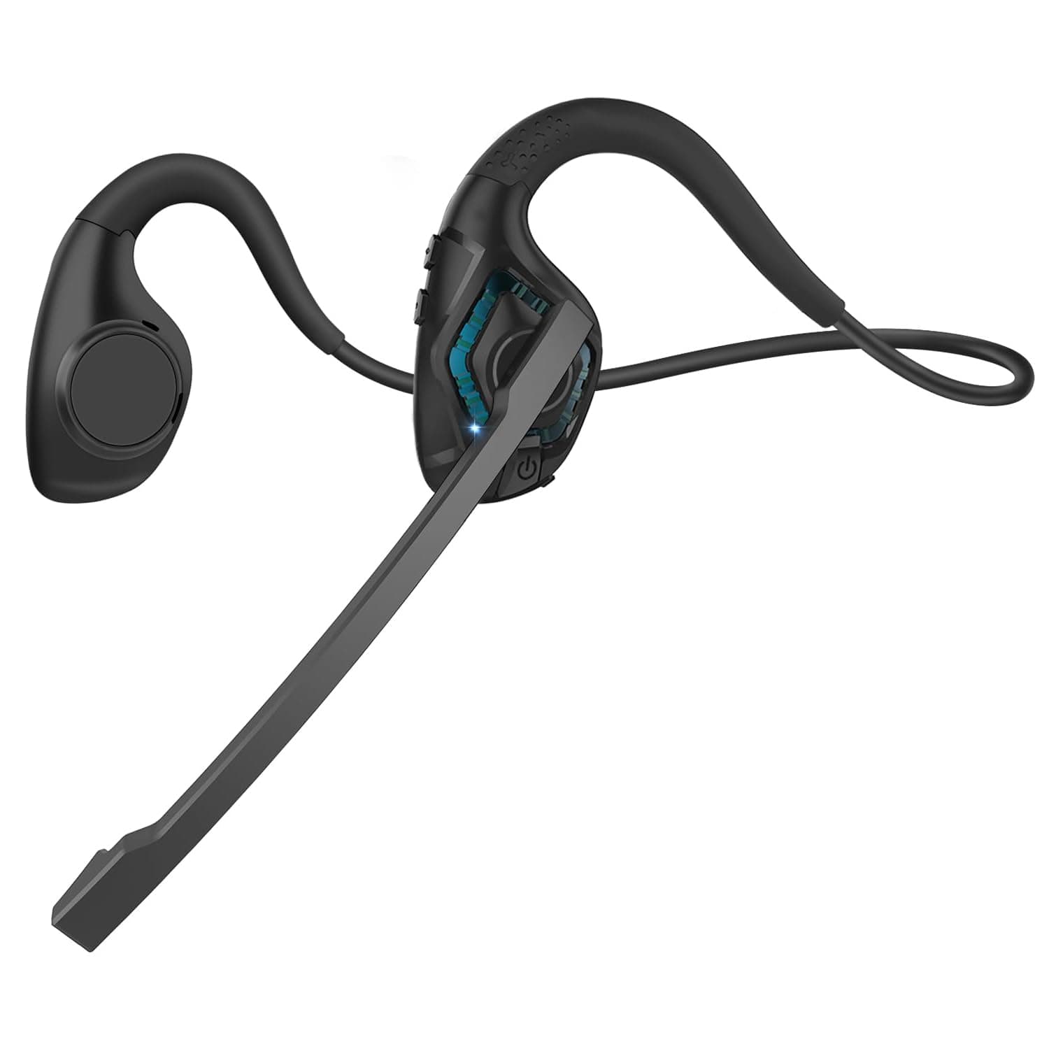 – Bluetooth Headset with Microphone, Open Ear Headphones Wireless Noise Cancelling for Phone Laptop PC Computer, 10 Hours Playtime, Lightweight & Comfortable for Office Driving Working Home,black