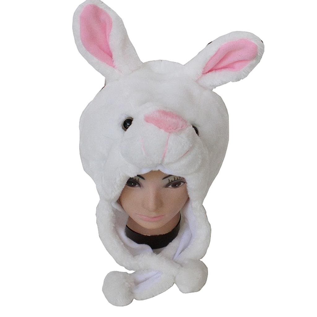 Moda Cube Warm Plush Animal White Rabbit Bunny Boy Girl Newborn Winter Hat Cap