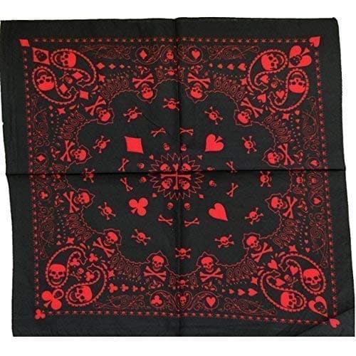Skull Skeleton Bones Bandana Headscarf (Skull Suits Red)