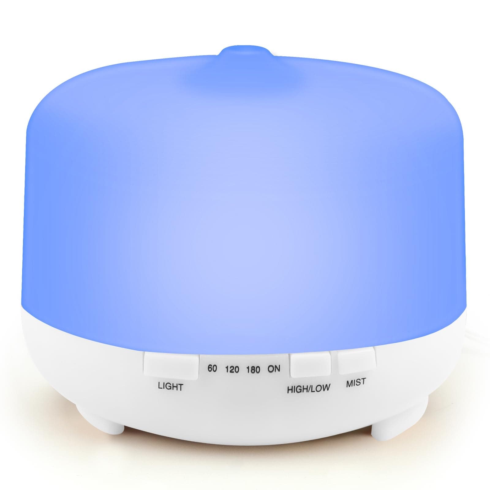 HAPPTWS500ml Essential Oil Diffuser - with 4 timers and 7 Color Settings, no Water auto Shut Off,Suitable for Room/Yoga Room/Office (White)