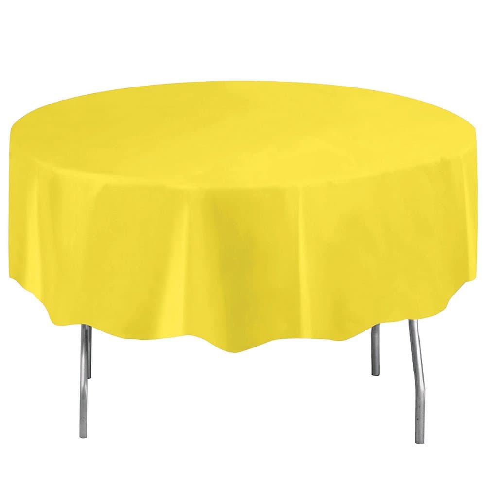 Neon Yellow Plastic Round Table Cover (84") Pack of 1 - Eye-Catching Design, Perfect for Parties, Indoor/Outdoor Events, & Celebrations