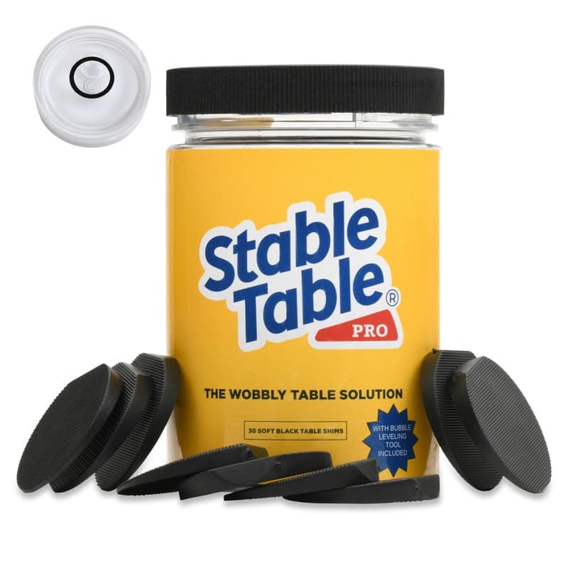 Stable Table - Black Restaurant Table Leg 30 Shim Wedges with Bubble Leveler Premium Furniture Levelers Restaurant TableShims, Home Improvement DIY Levelers, Rubber Type Texture,
