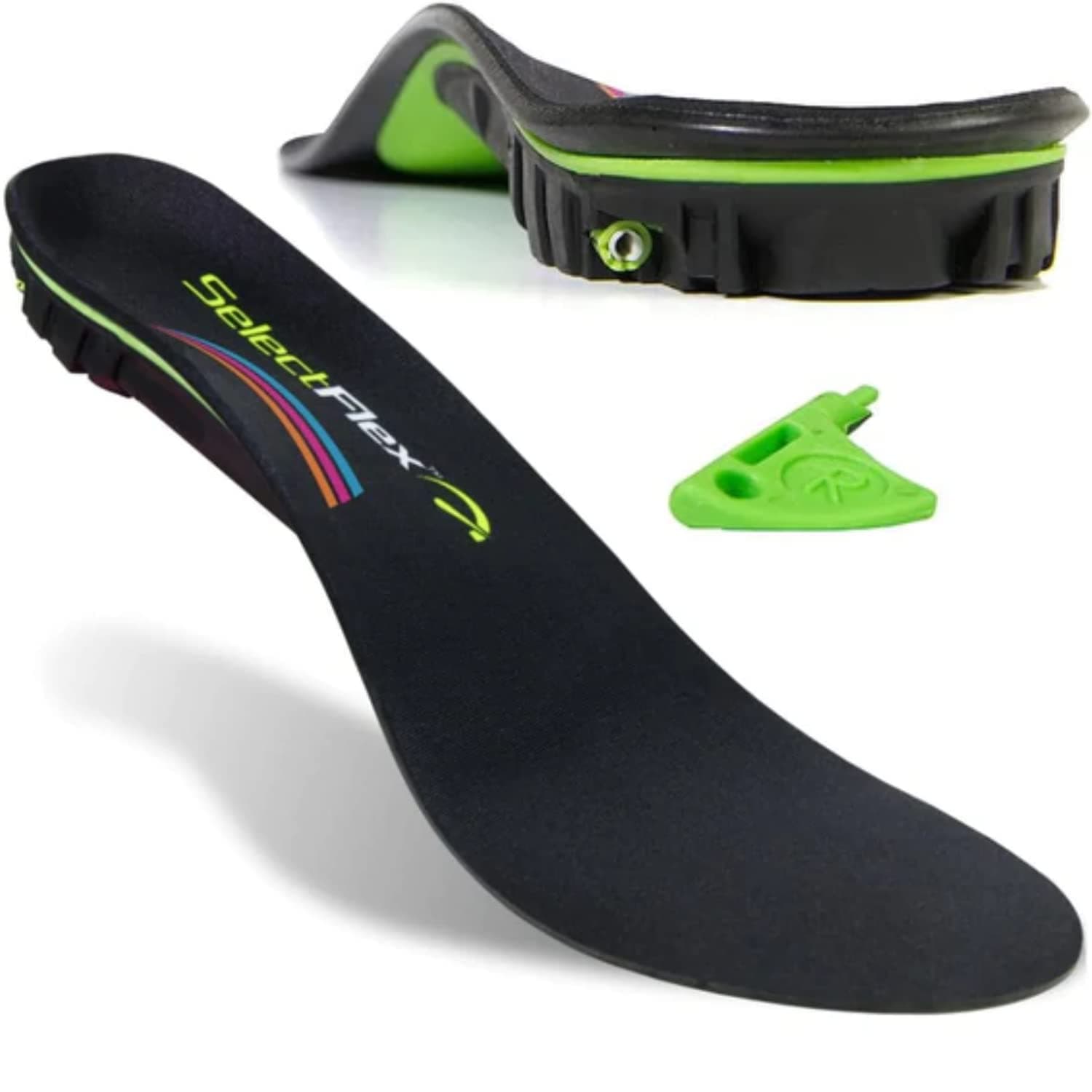 SelectFlex®Adjustable-Arch Orthotic Insole, Custom Arch Support: Plantar Fasciitis, Neuropathy, Flat Feet, Overpronation, Aching Feet, Foot Pain, Mortons Neuroma, Low Back Pain.Men/Women