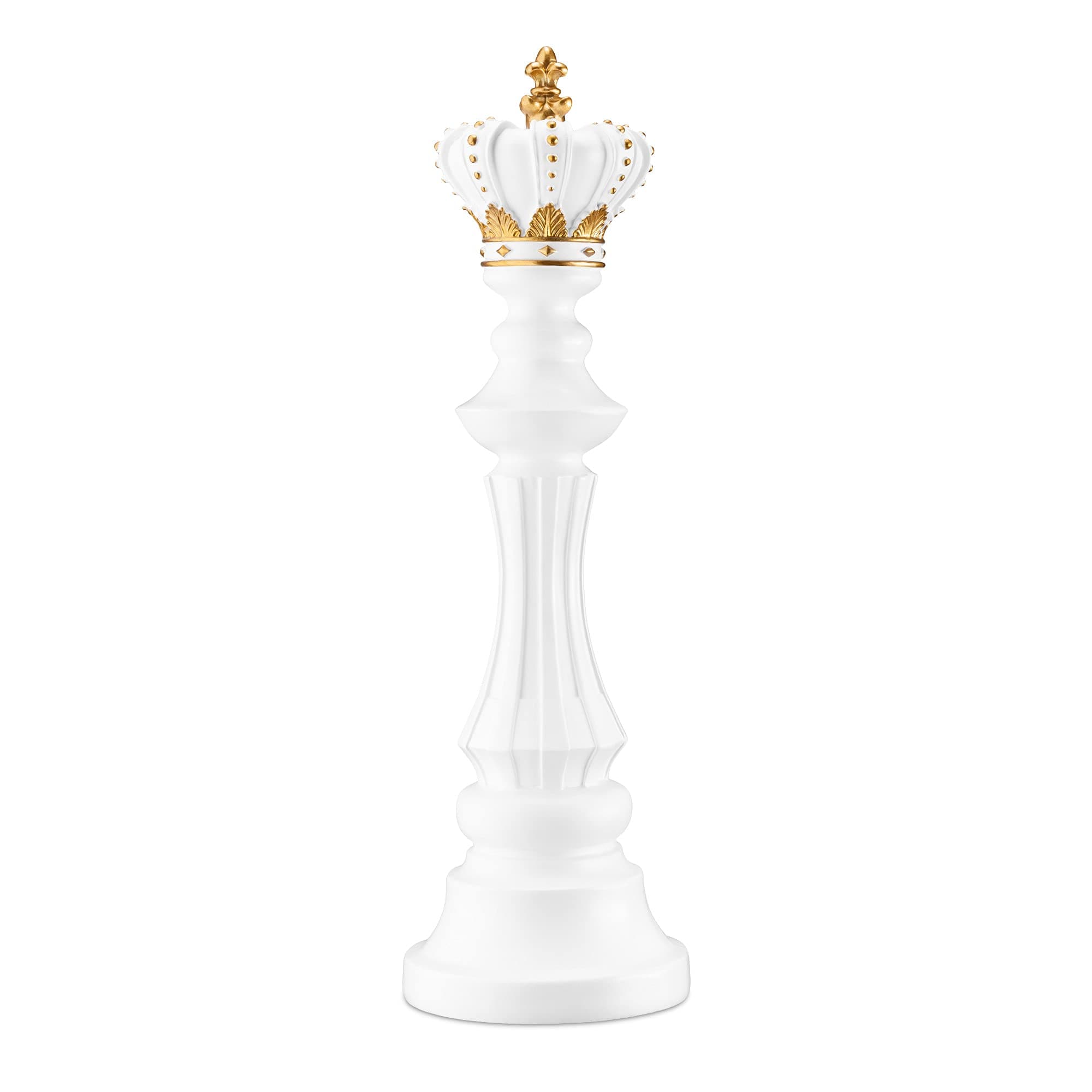 Navaris Chess Statue Decor Piece - 40.5cm (16") Tall Decorative Resin Sculpture - Large Game Figure Decoration Ornament for Home, Office, Study - White King