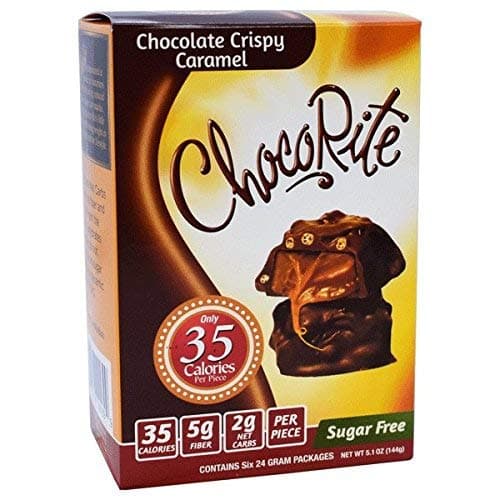 CHOCORITE CHOCOLATE VALUE PACK -6 24 GRAM BARS-SUGAR FREE-35 CALORIES PER PIECE (CHOCOLATE CRISPY CARAMEL)