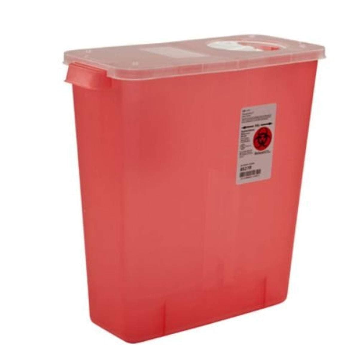 COVIDIEN8527R Multi-Purpose Containers with Rotor and Hinged Opening Lid, 3 gal Capacity, 13.75" Height x 6" Depth x 13.75" Width, Transparent Red (Pack of 10)