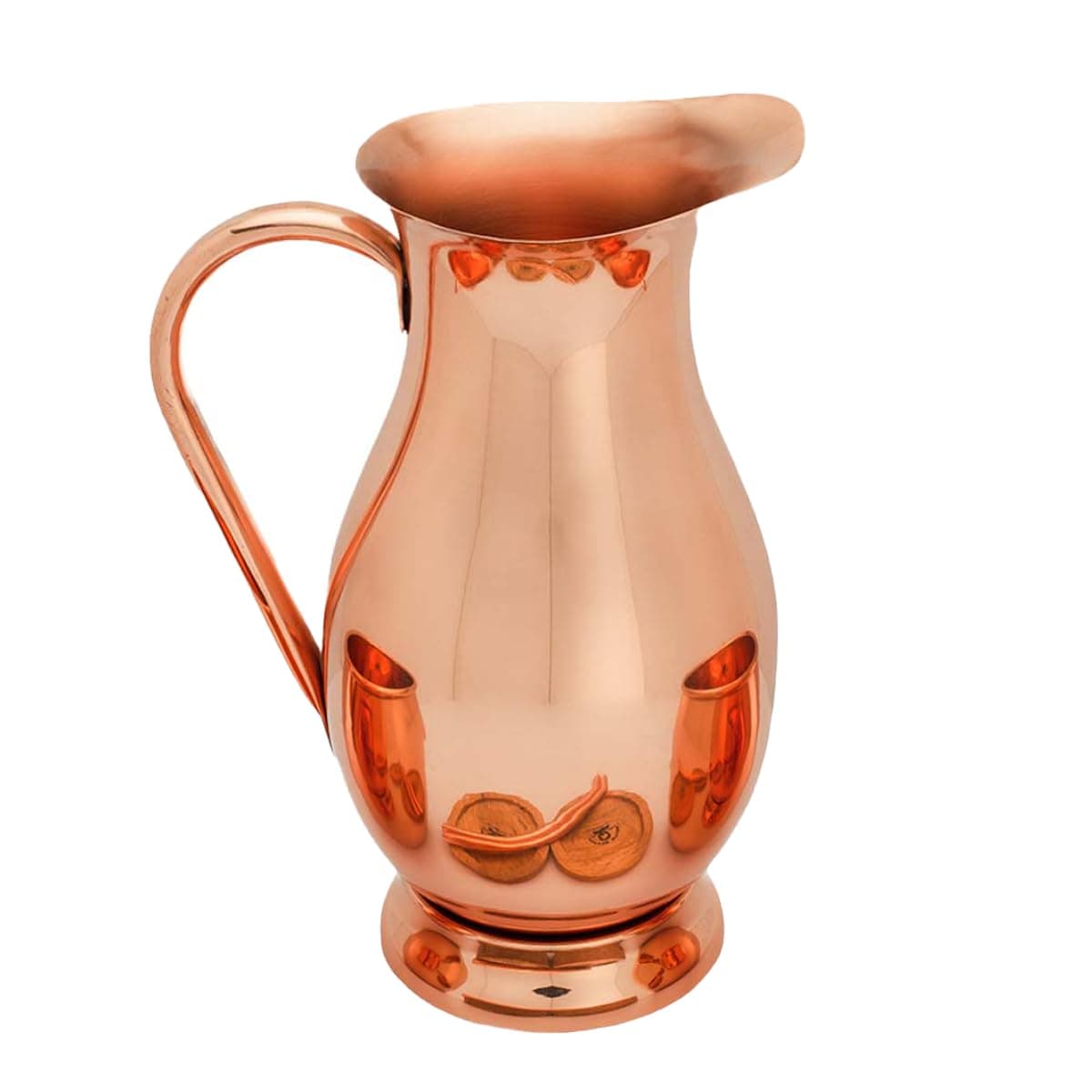 Pure Copper Pitcher (70 oz, 2 Liter) Handcrafted Water Jug & Copper/Brass Lid, Raw Interior for For Ayurveda Health