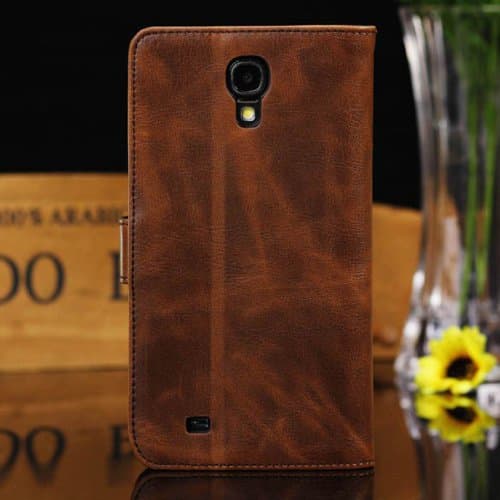 New Arrival Crazy Horse Grain Leather Folio Wallet Case With Stand for Samsung Galaxy Mega 6.3 i9200 Brown