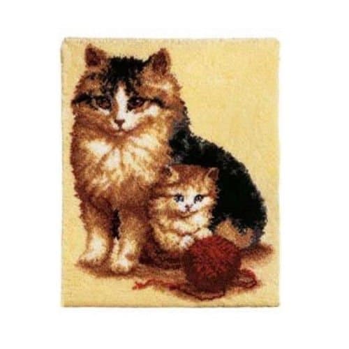 Latch Hook Rug Kit"Mother Cat and Kitten" 88x63cm