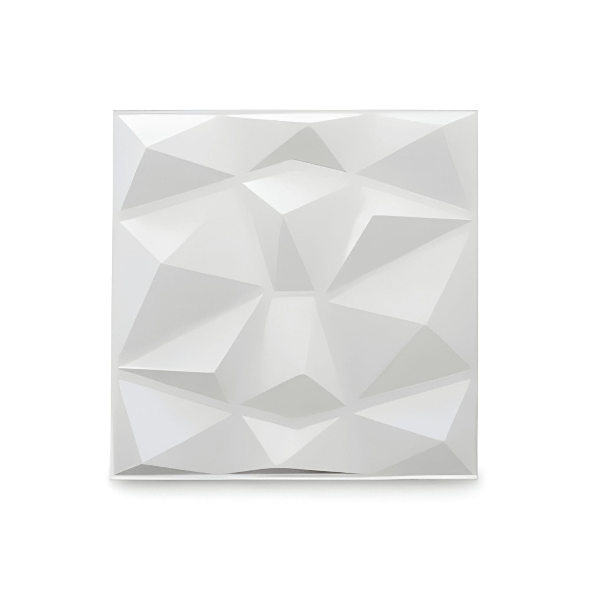 Kayra Decor 3D Wall Panel - USA Certified SGS Approved PVC Diamond Design, White Color 19.7" X 19.7" (Pack of 40) Covers 107.60 Sq Ft.