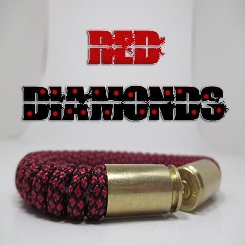 Red Diamonds Paracord 40 Caliber Bullet Casing Bracelet