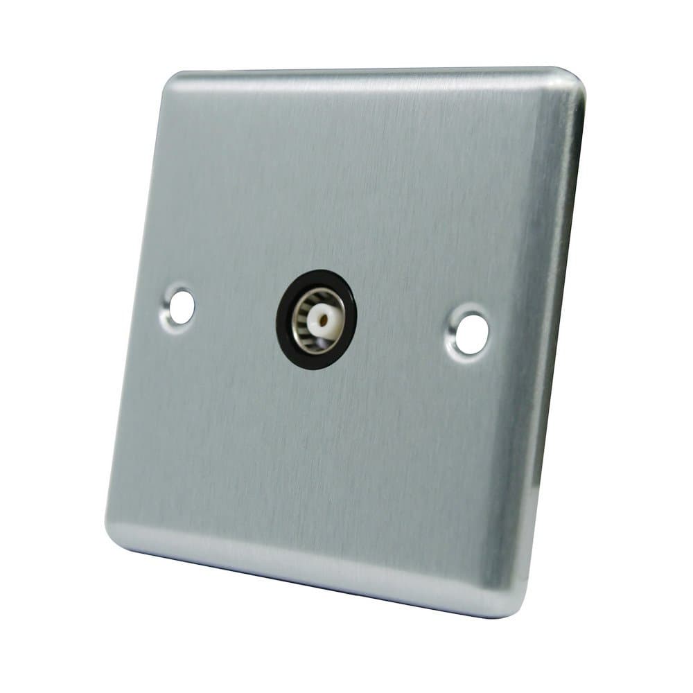 Alliance ElectricalAET CSC1GTVBL Satin Chrome Classical TV Black Insert-1 Gang Coaxial Female Socket