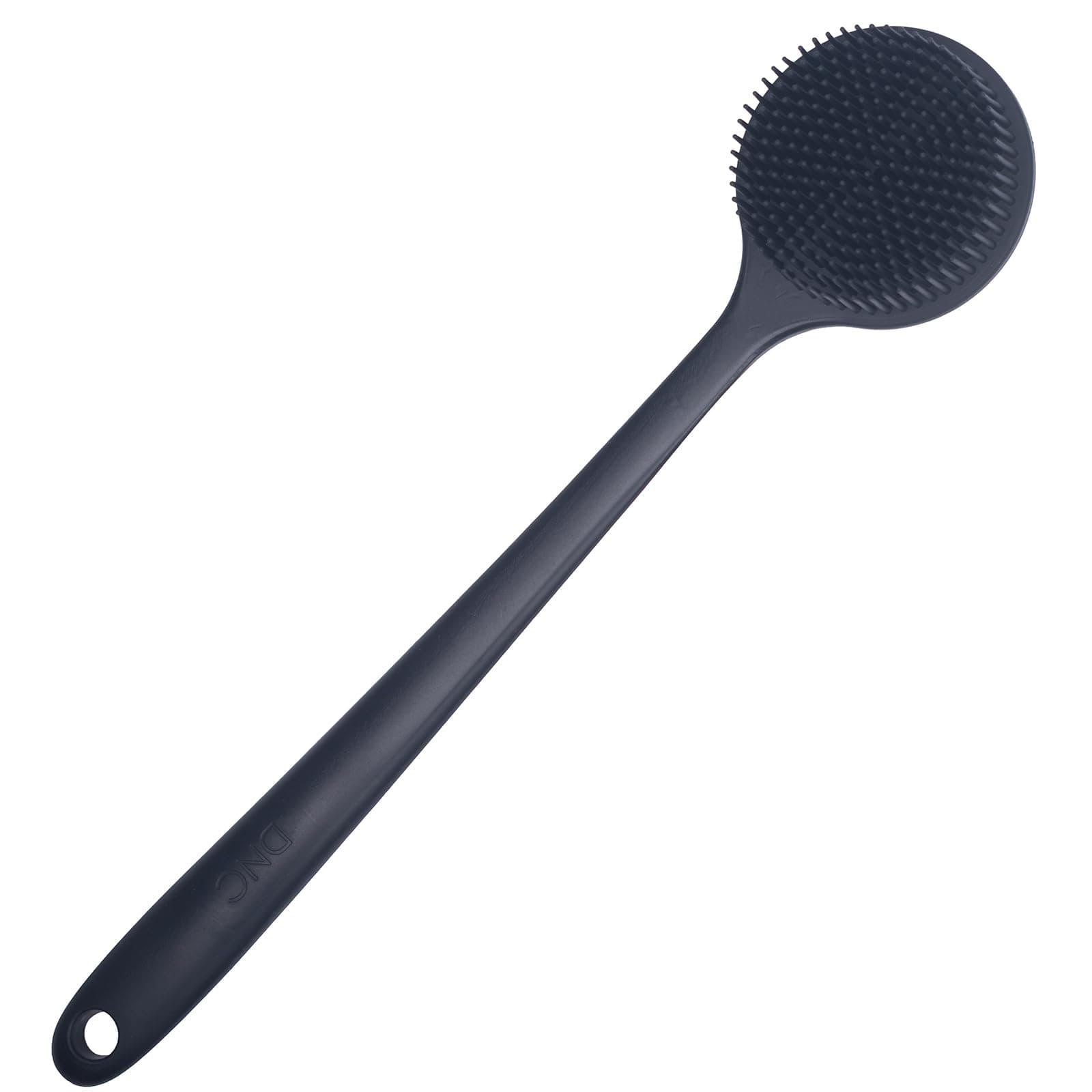 DNC (Black) - Back Scrubber for Shower Soft Silicone Bath Body Brush with Long Handle, BPA-Free, Hypoallergenic (Black)