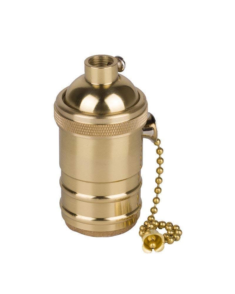 Retro Brass Lamp Holder with Chian Switch Screw Fit E27 for Antique Edison Bulb Pendent Light Wall Scone DIY