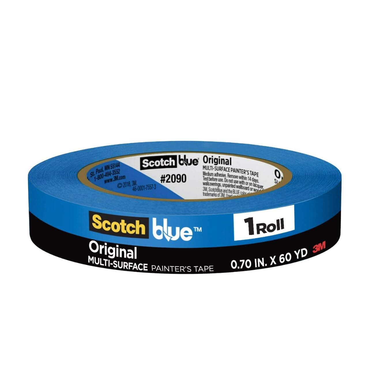 Original Multi-Surface Painter's Tape, 0.70 Inches x 60 Yards, 1 Roll, Blue, Paint Tape Protects Surfaces and Removes Easily, Multi-Surface Painting Tape for Indoor and Outdoor Use