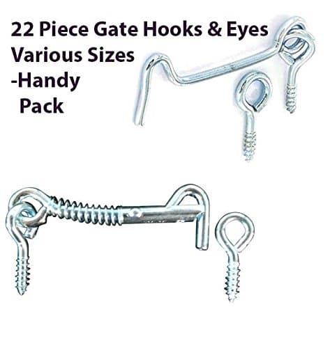 TISEN 22 Pieces GATE HOOKS & EYES Tool Kit Set -Handy Pack for Various Home DIY Jobs, Door Furniture & Security