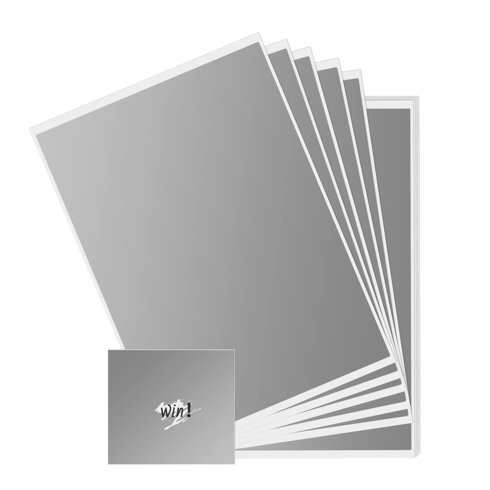 Yitexin 10Sheets Large Size A5 Scratch Off Stickers 14.8x21cm(5.8x8.3in), Full Sheet Scratch Off Labels, Self Adhesive Scratch Stickers for Raffle Ticket Games and Cards (Silver)