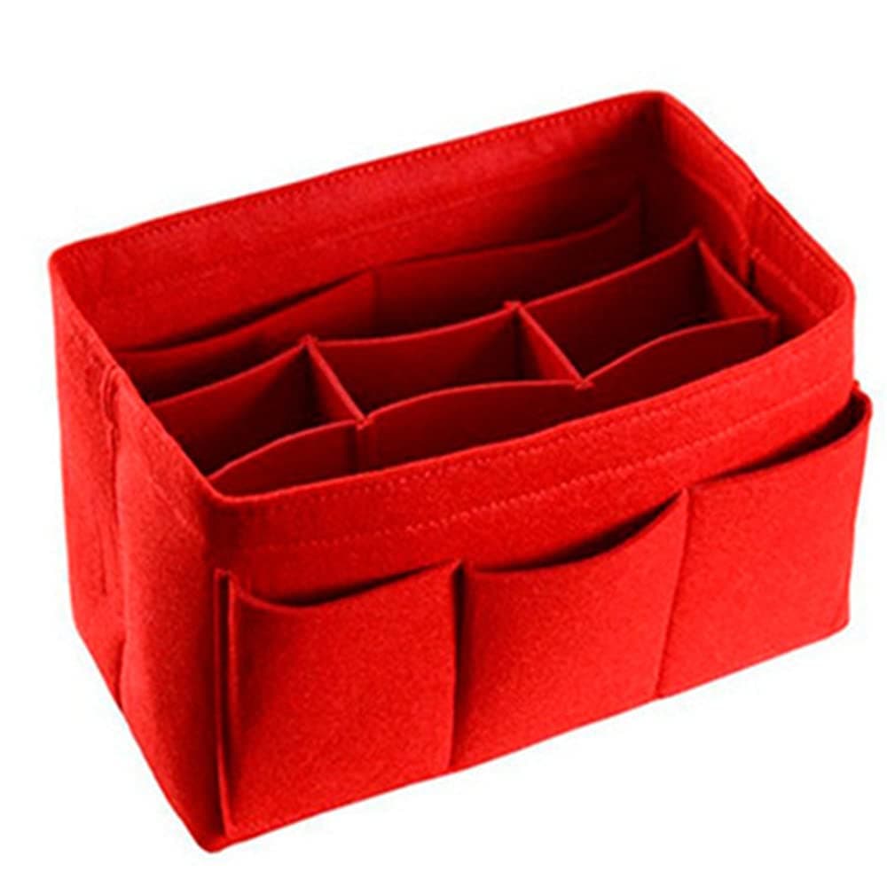 ELECDONELECDON Purse Organizer Insert, ELECDON Women Felt Bag Organizer Insert, Multi-Pocket Bag in Bag for Womens Handbag Travel Tote Hobo Bag Storage Purse Liner Divider for Any Brand Tote, Red