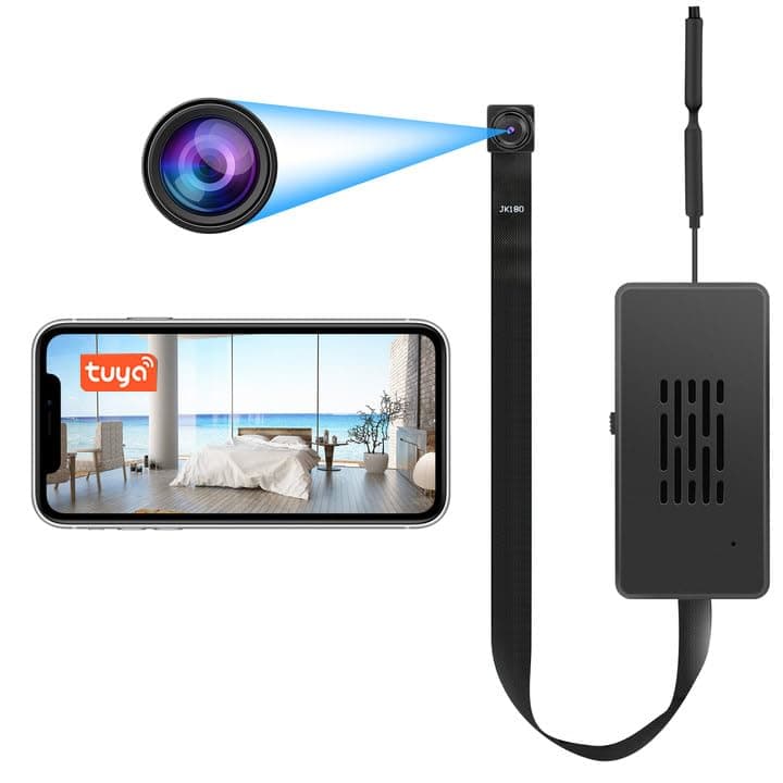 QZT WIFI Mini Wireless Camera, Rechargeable 4K 1080P Tuya Smart App 2.4Ghz Compatible Wide Angle, Real-time Viewing 24H Continuous Video Motion Detection Alarm,Office Home Camera