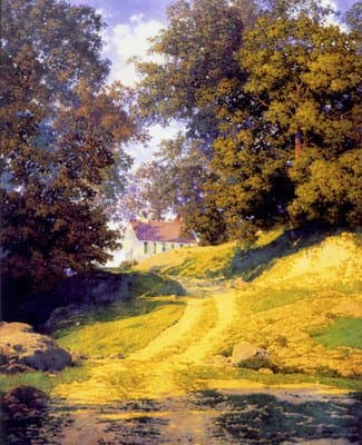 "Village School House" BIG Maxfield Parrish Art Deco