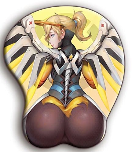 Mercy Wrist Rest Mouse Pad with 3cm Sexy Big Booty Gel Support Base(Yellow)