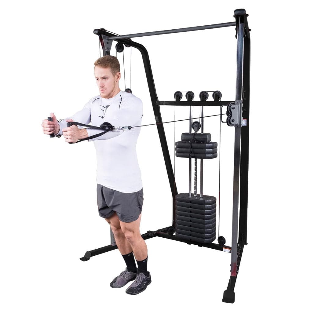 Best Fitness Functional Trainer Cable Machine, Full Body Workout Weight Stacks, Chest and Shoulder Exercise Home Gym LAT Pulldown Machines with 190lb Weights Stack, Midnight Black