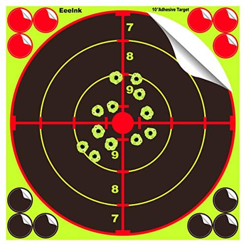 Eeelnk Splatter Targets for Shooting 10 inch- Reactive Bright Fluorescent Yellow Shot Marking, 12 Cover Patches - Airsoft, Pellet Gun, Rifle, Shotgun - Indoor, Outdoor, Long, Short Range Practice