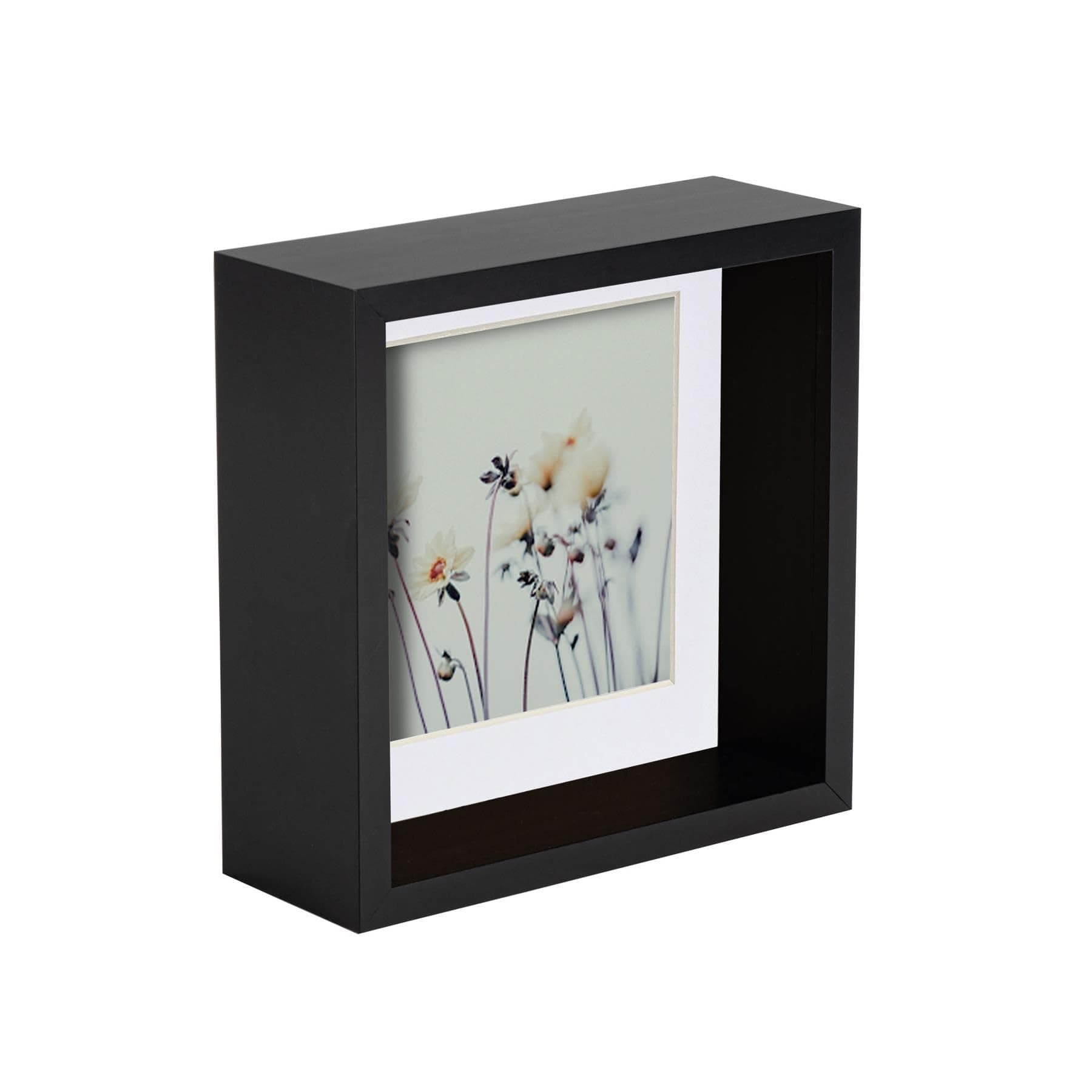 Nicola Spring 6 x 6 3D Shadow Deep Box Photo Frame - Craft Display Picture Frame with 4 x 4 Mount - Black