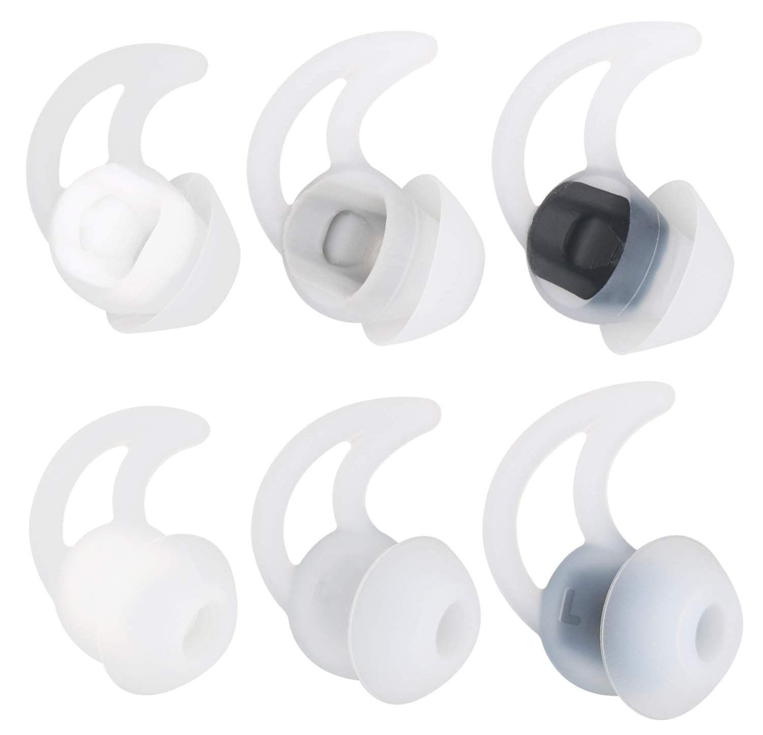 Rayker Replacement Ear Tips for Bose QuietControl 30 Wireless Headphones QC 30 SoundSport, Noise Isolation Silicone Tips, in Ear Canal, S/M/L Size Included, 3 Pairs, QC30 Eartips (White)