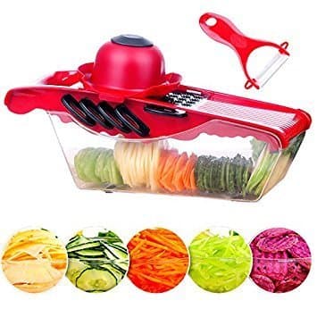 5XBokdy Vegetable and Fruit Chopper Vegetable and Fruit 5 IN 1Multifunction Vegetable Slicer 5 Stainless Steel Blades