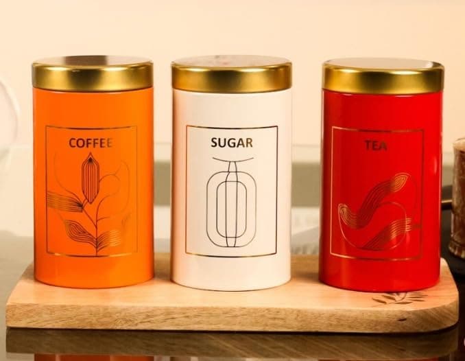 Kitchen Containers Set - Tea Sugar Container Storage Set of 3 - Storage Box for Kitchen - Airtight Jars for Tea Coffee - Dabba Set of 1 kg - Durable, Compact and Stackable, 3 * 1000 ml