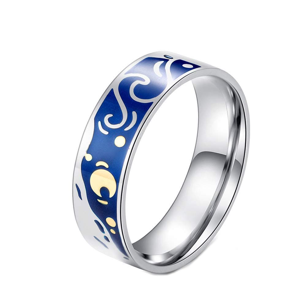 Couples Stainless Steel Van Gogh's Sky Ring Romantic Band
