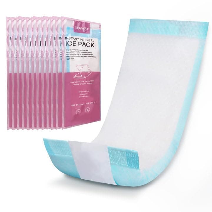 Disposable Instant Perineal Cold Packs for Postpartum, 12 Pcs, 13.7" x 4.5", Postpartum Essentials Absorbent Pad, Pain Relief for Women After Delivery & Vaginal Discomfort
