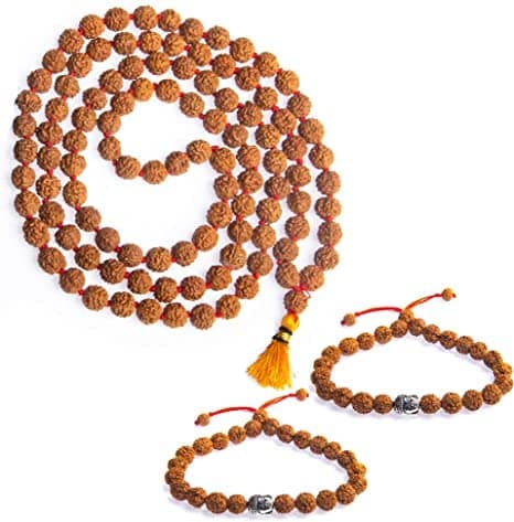 ADVIK ENTERPRISES Authentic Rudraksh Mala | 5face Genuine Rudraksha Mala with set of two Bracelet