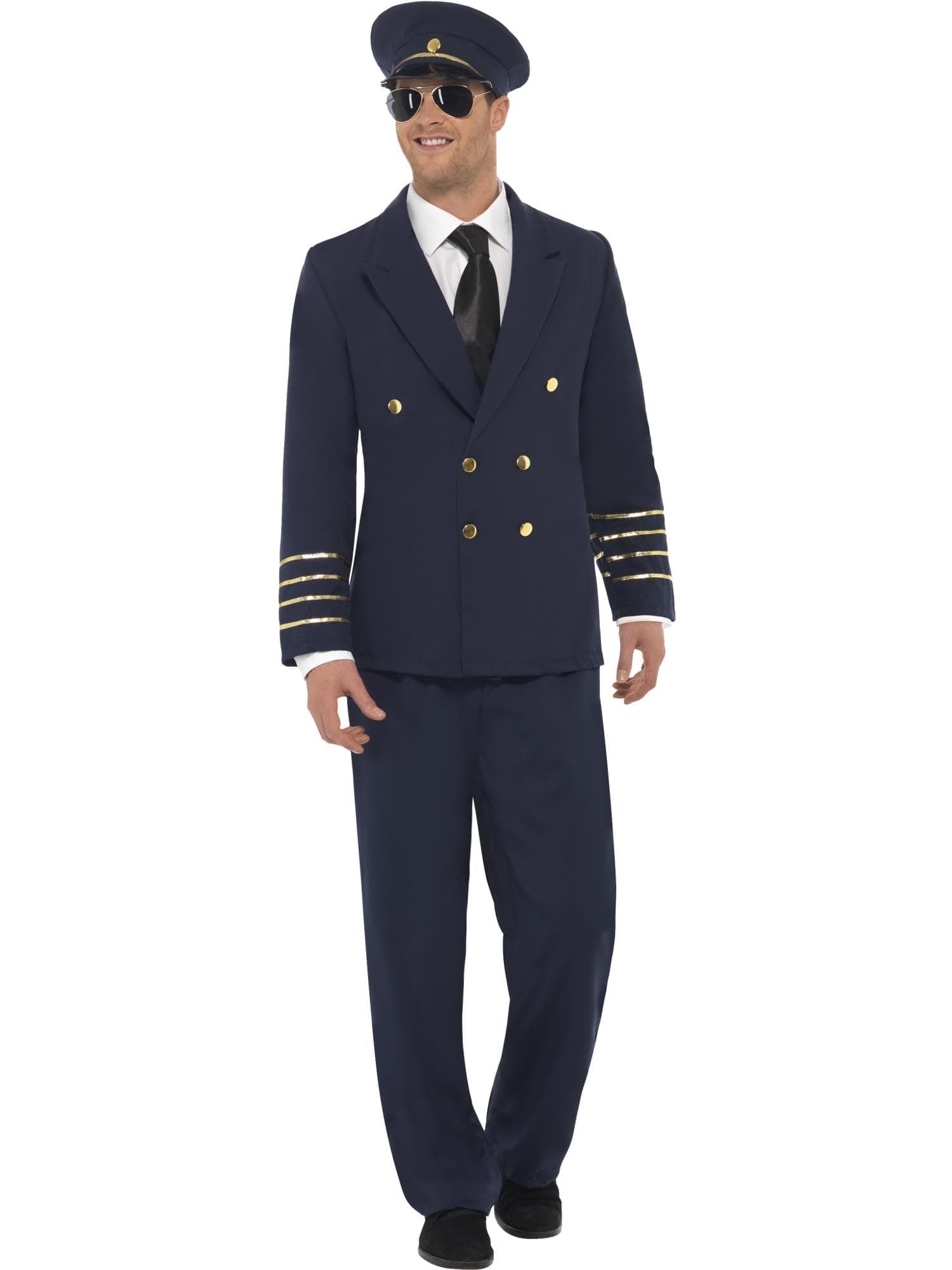 Smiffys Pilot Costume, Navy Blue, Medium, 28621M