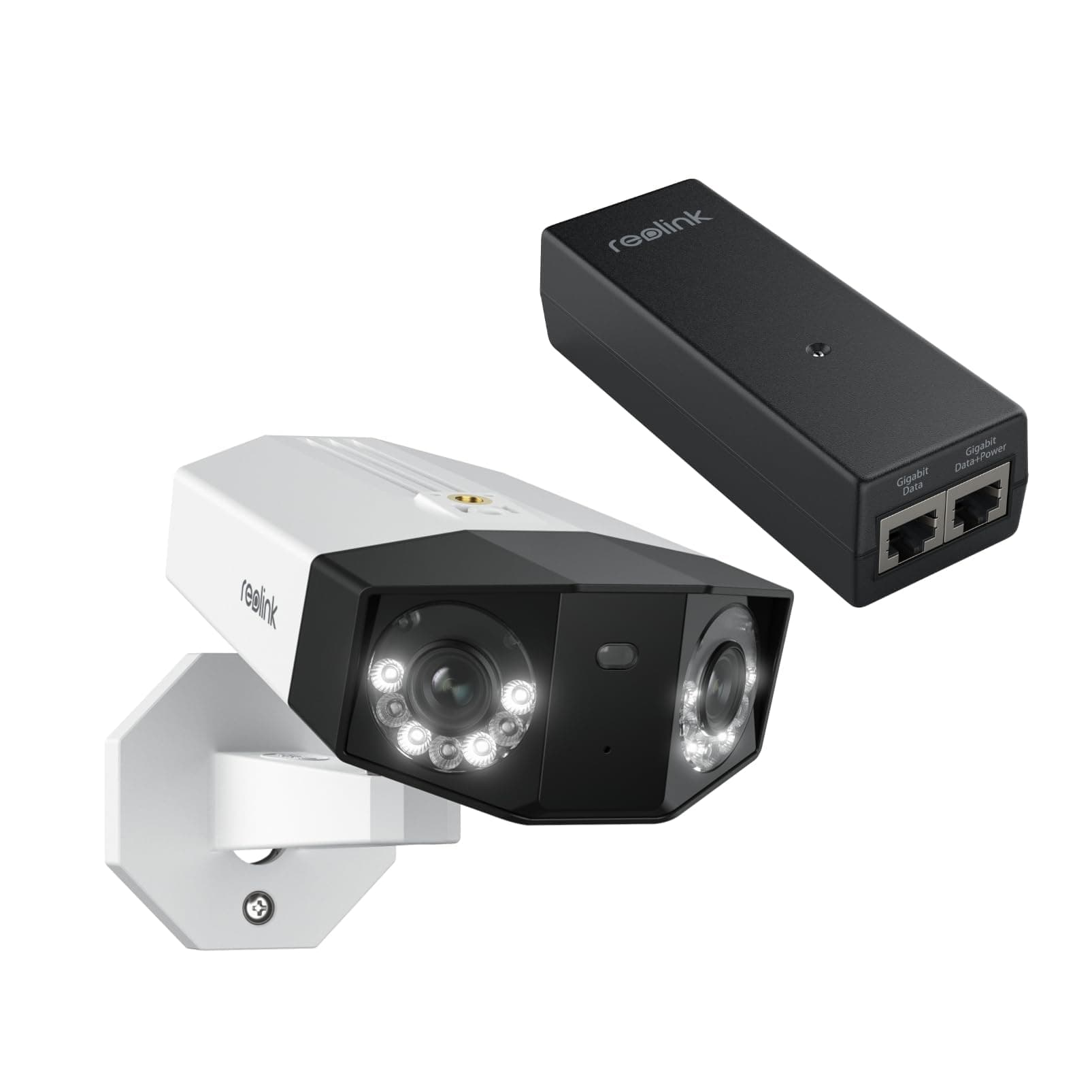 REOLINK Duo 3 PoE Bundle PoE Injector, One Cable Offer Both Power and Data, 16MP UHD Dual-Lens, 180° Panoramic View, Motion Track, F1.6 Color Night Vision Security Camera System