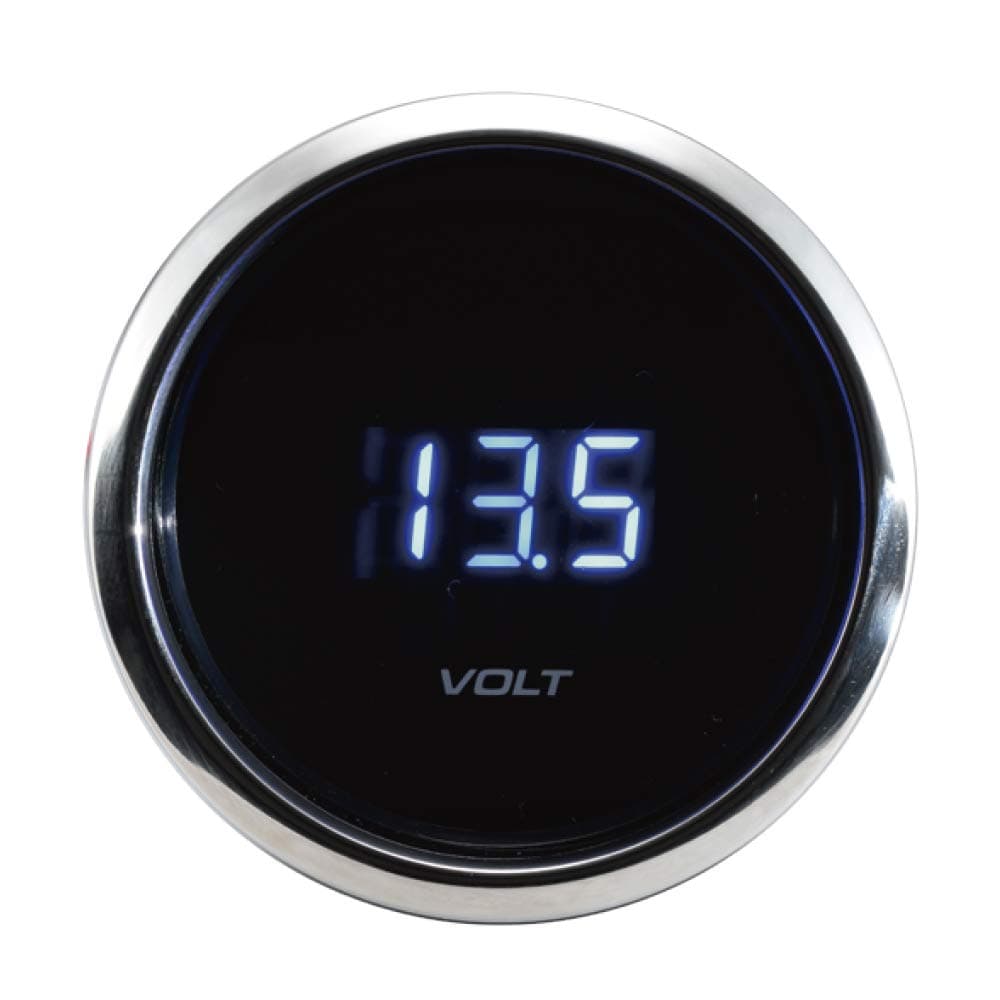 MOTOR METER RACING Digital Volt Gauge 2" Blue LED Display Dimmer Waterproof Pin-Style Install Black Dial