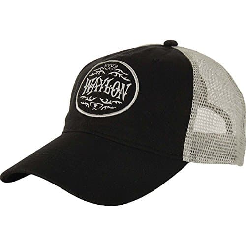 Waylon Jennings Men's Circle Trucker Hat Trucker Cap Black & Grey