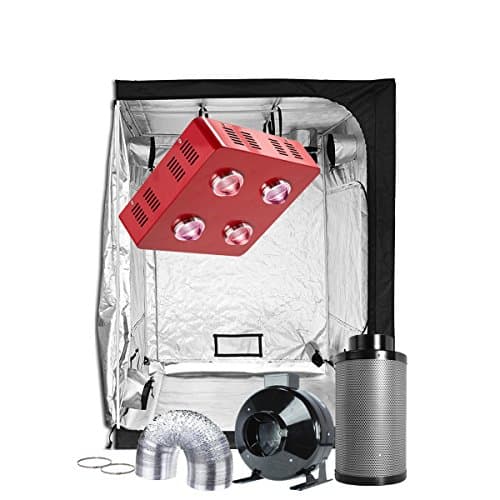 TopoGrow LED Grow Tent Complete Kit LED 800W COB LED Grow Light Kit +60"X60"X80" Indoor Grow Tent + 6" Fan Filter Ducting Combo Hydroponics Tent System