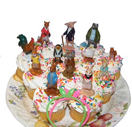 Famous Books Peter Rabbit Deluxe Cake Toppers Cupcake Decorations Set with Figures and Toy BunnyBracelets Featuring All The Popular Peter Rabbit Characters!