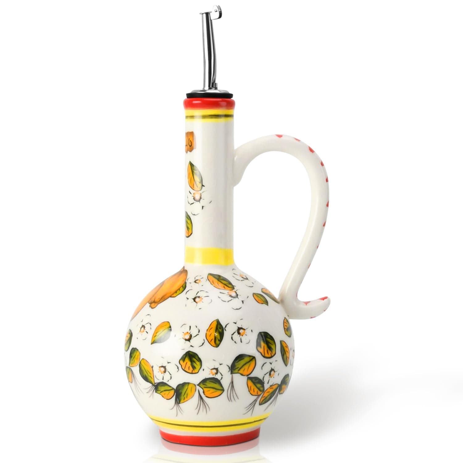 15Oz Ceramic Handmade Oil Dispenser with 3 olive design