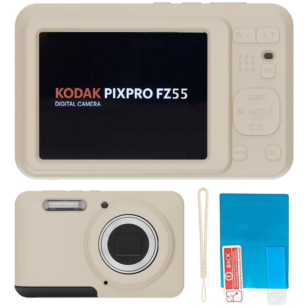 Silicone Case for Kodak PIXPRO FZ55 Digital Camera with Screen Protector and Lanyard for Kodak PIXPRO FZ55 Accessories - (Rice White)