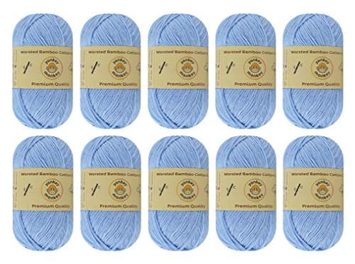 10-Pack Yonkey Monkey Worsted Bamboo Cotton Tencel Yarn Skeins - Softest Quality Crocheting, Knitting Supplies - Lightweight and Breathable Fabric Threads