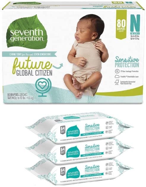 Newborn Baby Gift Bundle. 1 X 80 Diapers Plus 3 x 64 Wipes. Perfect for sensetive Skin and Tested by Dermatoligsts.