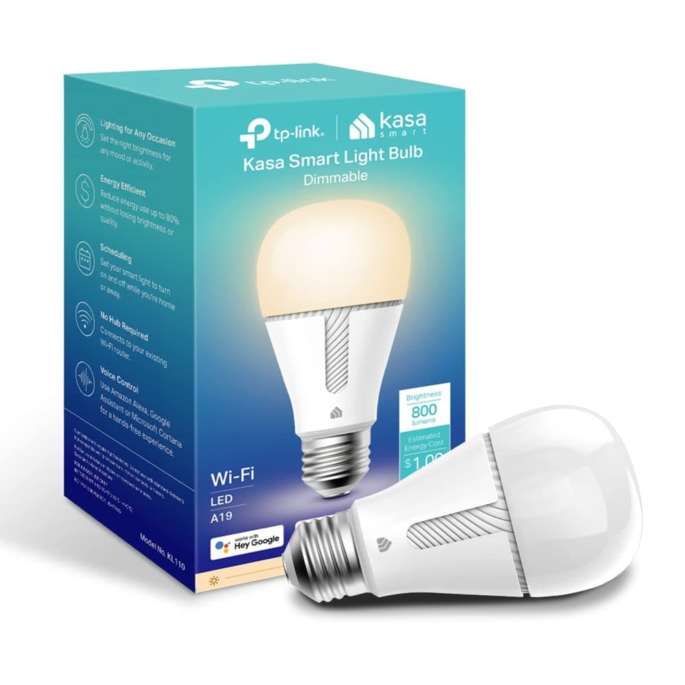 Kasa Smart TP-Link Wi-Fi LED Bulb, Filament E26 Light Bulb, Warm Amber 2000K,Dimmable,No Hub Required, Compatible with Alexa & Google Assistant (KL60) KL110 1