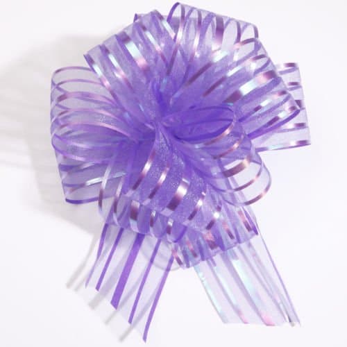 10 x Large 6" Luxury Organza Pull Bows, Beautiful Ribbon, Great for Florist Craft Wedding Pews and Cars. (Purple)