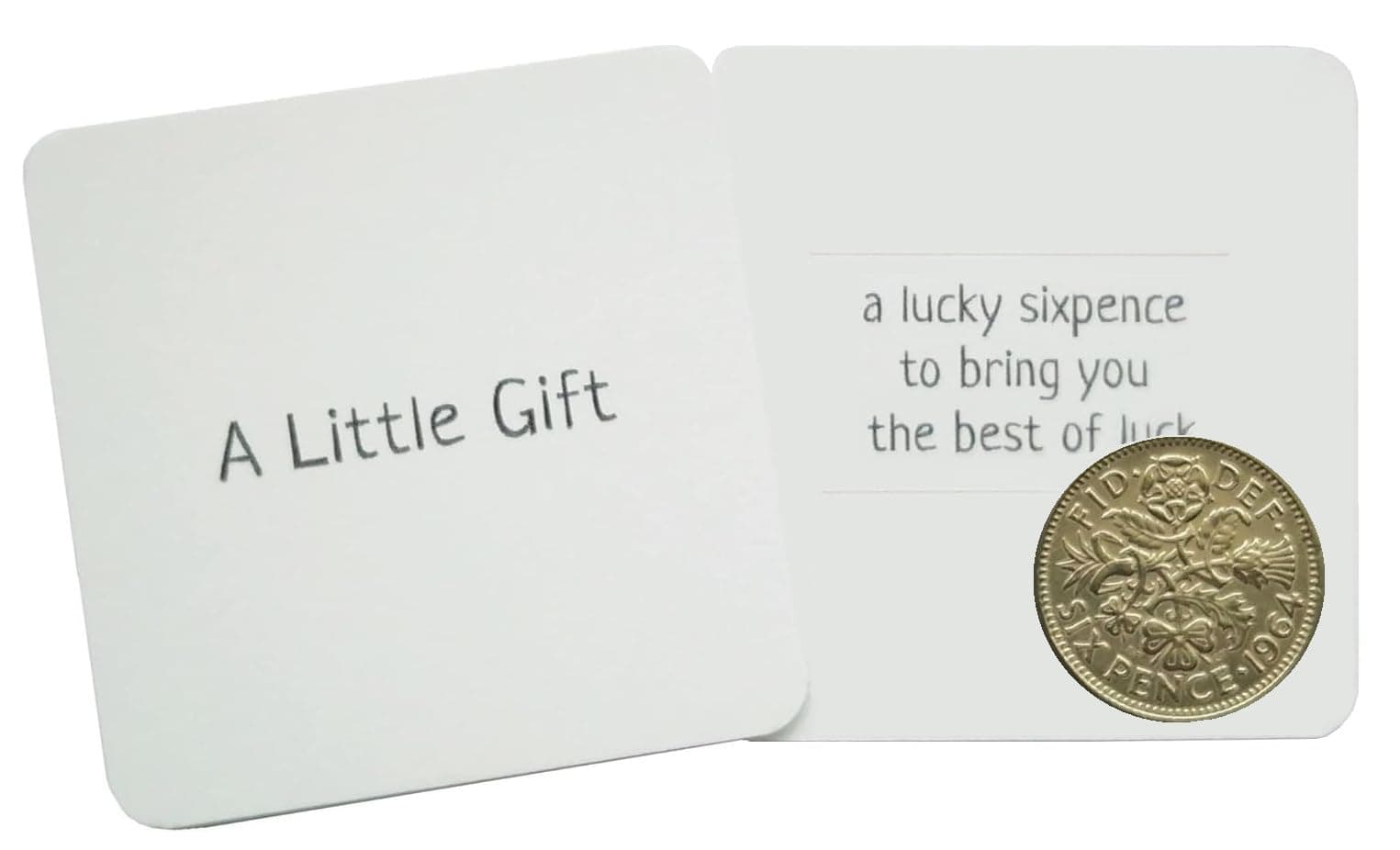 'A Little Gift' Lucky sixpence general gift for various occasions including wedding favours or as a little token present