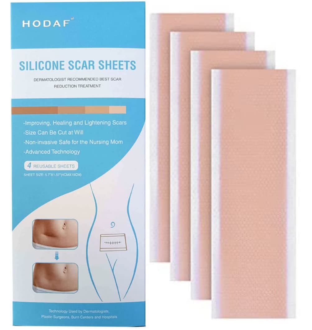 Clean Living Dr Patch 4 pcs Silicone Scar Removal Sheets, Scar Prevention and Treatment, Double Thick Adhesive, Fast & Effective on C-section, Hypertrophic and Surgical Scars Keloids, Reusable and